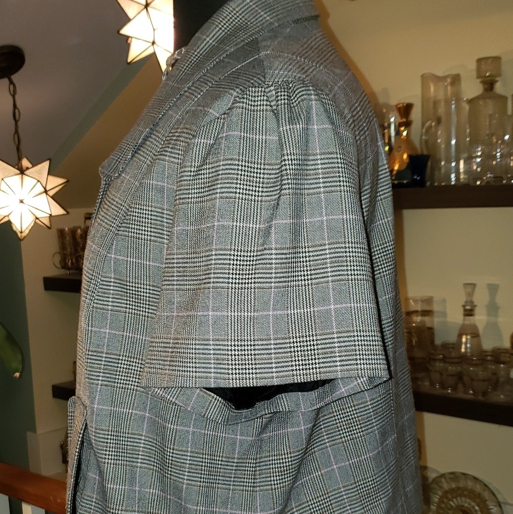 LEI Womens Gray Windowpane Plaid Cropped Jacket - Picture 4 of 8